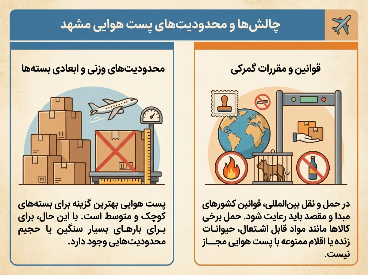 محدودیت های پست هوایی مشهد